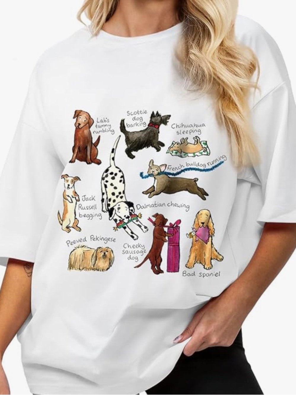 Chic Nation White Graphic Dog Print Tee